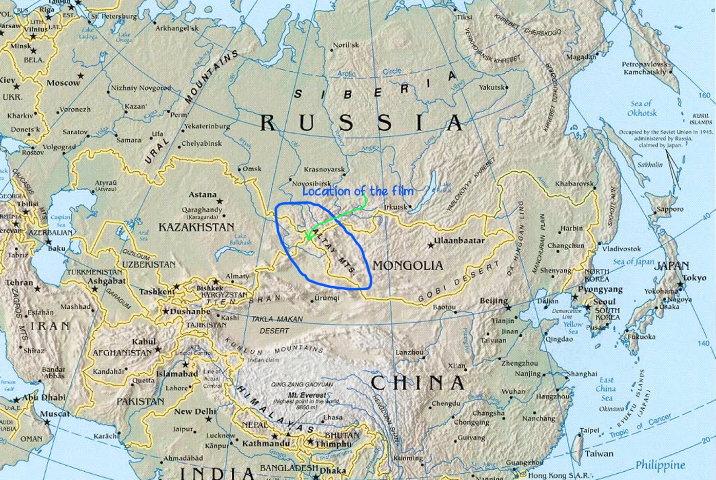 Asia map2 Skiing in the Shadow of Genghis Khan - Timeless Skiers of the Altai - Image 8