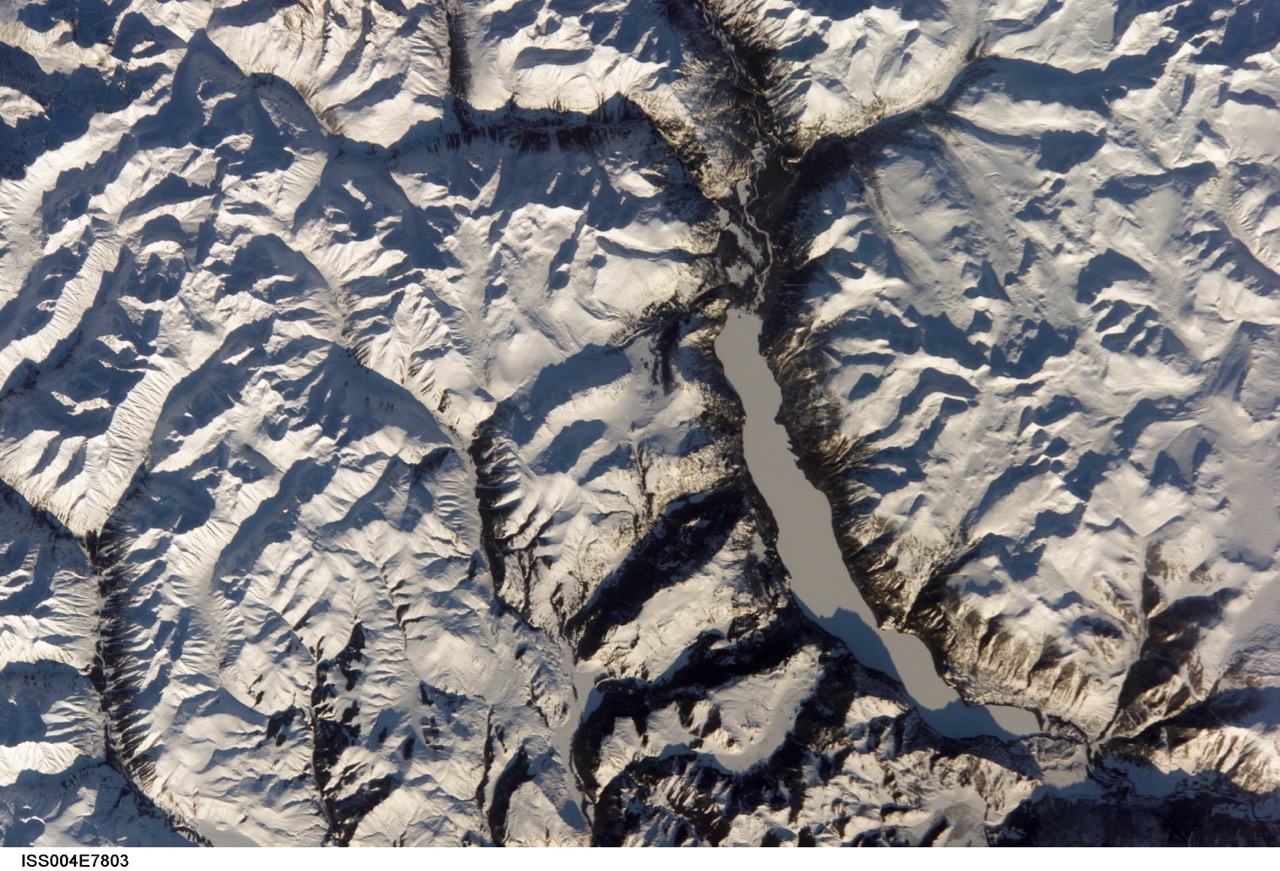 Sat-Kanas-lk-winter Satellite View of Kanas Lake in Winter