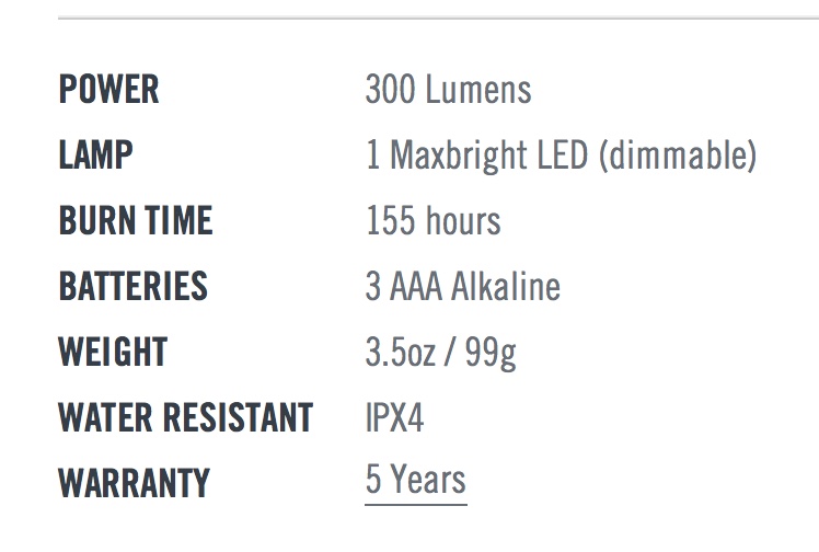 Princeton Tec Snap Solo Headlamp Solo Specs